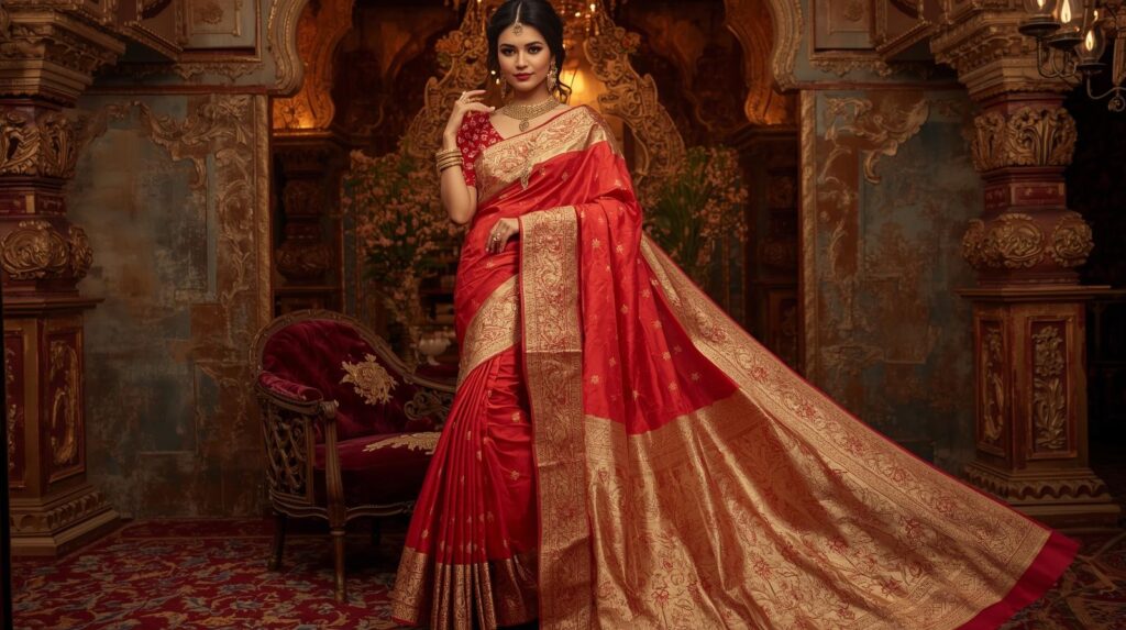 indian model wearing banarasi saree 20250826 145629 0000